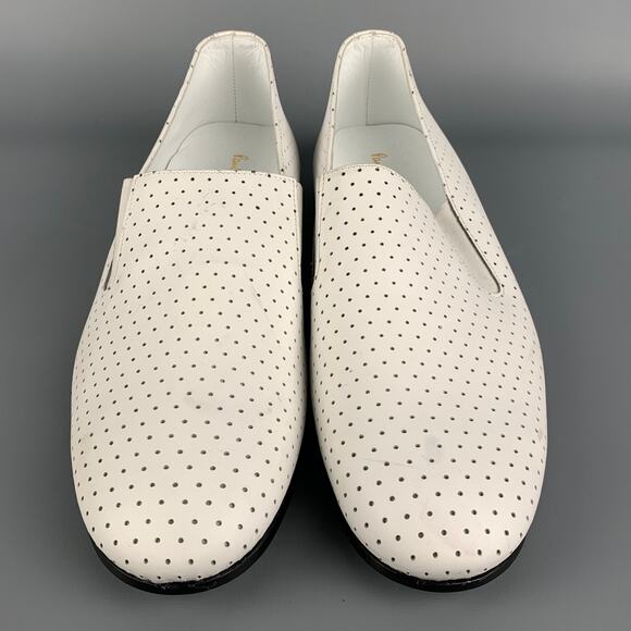 PAUL SMITH Size 10 White Perforated Leather Slip On Loafers main image 6